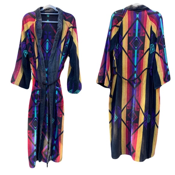 Vintage Other - Vintage 80s/90s Men's OS Southwest Blanket Style Aztec Terrycloth Robe